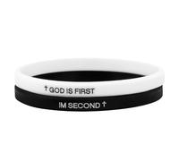 BOXOB Dio è Il Primo Io Sono Il Secondo Braccialetto, Braccialetti in Silicone Bianco e Nero Bracciale Cristiano per Uomini Donne Adulti Regali Cristiani