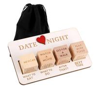 BOXOB Legno Dadi per Un Appuntamento Notturno, 16x10cm Set di Dadi per Coppia Dadi Decisionali per Coppie, Dadi da Gioco per Coppie Regali per Anniversario San Valentine (5 Pezzi di Dadi + Custodia)