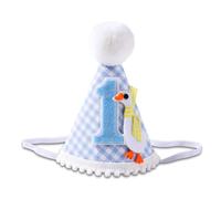 BOXOB One Silly Goose Cappello di Compleanno, Carino Cappello Oca per il Primo Compleanno Comodo Cappello per Festa del Primo Compleanno con Pompon Nastro Elastico e Applique di Oca per Baby Shower