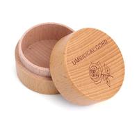 BOXOB Scatola Commemorativa per Cordone Ombelicale, in Legno Inciso Rotonda per Conservare i Dentini del Neonato Contenitore Conservare i Capelli del Feto Regalo Baby Shower e Gravidanza