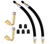 BOXOB Set di Prolunghe per Valvole Pneumatici, 2 Prolunghe Flessibili da 21cm, con Adattatori di Estensione Stelo in Ottone a 45 Gradi per Auto Camper Camion Moto e Bici