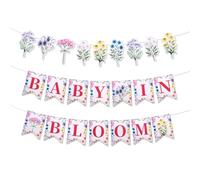 BOXOB Striscione Floreale Baby in Bloom, Striscione di Compleanno a Tema Floreale Decorazioni per Baby Shower con Fiori di Campo per Bambine