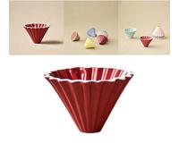 Boxonly Gocciolatore per caffè in ceramica rosso profondo, 10,3 x 7,8 cm, V60, per infusione manuale, design ispirato agli origami, garantisce un flusso d'acqua fluido e ritenzione del calore, ideale