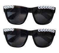 boxoon 2 occhiali da sole per sposo, in plastica nera, per feste di matrimonio, per sposi e sposi Squadra, divertenti oggetti di scena per feste di addio al celibato, set regalo decorativo per