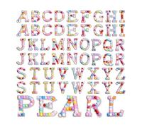 boxoon Artigianato fai da te: 26 toppe multicolore con strass e perle, 16 x 16 x 2 cm applique