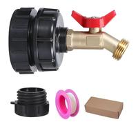 boxoon Kit adattatore per rubinetto serbatoio con valvola a farfalla in ottone, set di montaggio S60X6 per contenitori d'acqua da 1000 litri, valvola di controllo del flusso resistente