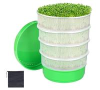 boxoon Kit per germinazione dei semi rotondo impilabile, vassoio in plastica a 6 livelli per germogliare erba medica con scudo luminoso, include borsa nera, ideale per giardinaggio domestico