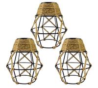 boxoon Paralume in corda intrecciata bohémien, paralume fatto a mano con telaio in ferro, 3 pezzi, paralumi a sospensione di design, copertura per soggiorno, hotel, camera da letto, sala da pranzo