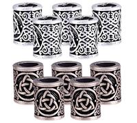 boxoon Set di 10 perline celtiche per dreadlock, da uomo, per barba vichinga, rune nordiche, motivo celtico, argento antico e bronzo, per decorazione barba e capelli
