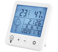 boxoon Termometro digitale con display LCD retroilluminato, ricaricabile tramite USB, monitor di temperatura e umidità con allarme