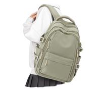 BOXSAM Zaino leggero per scuola, viaggi, impermeabile, per computer portatile, casual, università, scuola secondaria, per adolescenti, ragazze, ragazzi, donne, uomini, H3-verde, L