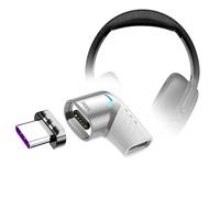 BoxWave Adattatore compatibile con Skullcandy Crusher ANC 2 - Adattatore angolare MagnetoSnap PD, connettore di ricarica magnetico per dispositivi - Argento metallizzato