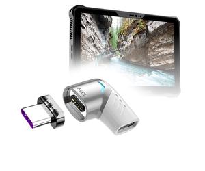 BoxWave Adattatore compatibile con tablet Dell Latitude 7230 Rugged Extreme, adattatore angolare MagnetoSnap PD, connettore di ricarica magnetico, colore argento metallizzato