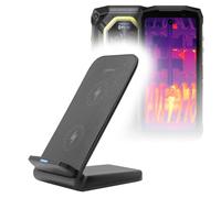 BoxWave Caricabatterie compatibile con Ulefone Armor Mini 20T Pro - Supporto wireless QuickCharge (15 W), ricarica wireless per visualizzazione desktop - Jet Black