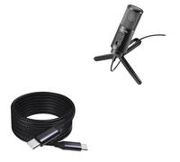 BoxWave Cavo compatibile con Audio-Technica ATR2500x-USB - Cavo DirectSync PD (3 m) - USB-C a USB-C (100W), lungo tipo C intrecciato in lega di nylon ricarica rapida - Nero corvino