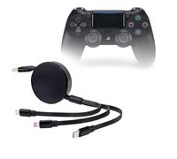 BoxWave Cavo compatibile con controller wireless Sony PS4 DUALSHOCK4 - AllCharge PD miniSync (100 W), cavo USB portatile retrattile ad alta velocità di ricarica - Jet Black