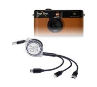 BoxWave Cavo compatibile con fotocamera digitale Camp Snap Screen-Free - AllCharge miniSync, cavo USB portatile retrattile - Jet Black