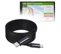 BoxWave Cavo compatibile con Garmin DriveSmart 76 - Cavo DirectSync PD (3 m) - USB-C a USB-C (100W), lungo tipo C intrecciato in lega di nylon a ricarica rapida, nero corvino