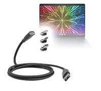 BoxWave Cavo compatibile con HP Elite Dragonfly Chromebook (13,5") - MagnetoSnap PD AllCharge Cable (100W), ricarica magnetica intrecciata USB Type-C Micro - Jet Black