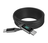 BoxWave Cavo compatibile con HP Elite S140u - Cavo PowerDisplay PD (1,8 m) - USB-C a USB-C (100W), LED Potenza Info Extra Lungo Nylon Intrecciato - Nero Jet