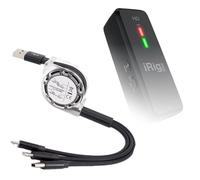 BoxWave Cavo compatibile con IK Multimedia iRig Pre HD - AllCharge miniSync, cavo USB retrattile portatile - Jet Black
