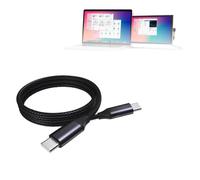 BoxWave Cavo compatibile con Mobile Pixels Duex Lite - Cavo DirectSync PD (0,9 m) - USB-C a USB-C (100 W), ricarica intrecciata di tipo C e sincronizzazione rapida - Nero corvino