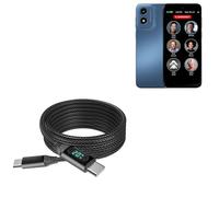 BoxWave Cavo compatibile con Raz Memory - Cavo PowerDisplay PD (1,8 m) - USB-C a USB-C (100W), LED Potenza Info Extra Lungo Nylon Intrecciato - Nero Jet