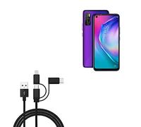 BoxWave Cavo compatibile con Tecno Camon 17 - Cavo AllCharge 3 in 1 - Nero Jet