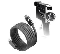 BoxWave Cavo compatibile con videoregistratore digitale Camp Snap CS-8 - Cavo SnapWrap Thunderbolt 5.0 (1,5 m 240 W), magnetico auto-avvolgente in nylon intrecciato retrattile - Nero corvino