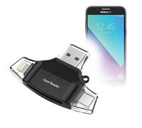 BoxWave Smart Gadget compatibile con Samsung Galaxy J3 Luna Pro, lettore di schede SD AllReader, lettore di schede microSD, USB compatto, nero