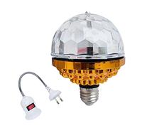 Boxwizard Luce a Sfera Rotante Colorata DJ Crystal RGB Party Light Disco Ball LED Strobe Lamp Lampadina con Presa E27 6W (E.U. Regulations)