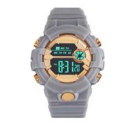 Boy Fashion - Orologio da uomo con display LCD, sportivo, con cronometro, in gomma, digitale, con data, analogico, per ragazzi, Grigio, misura unica