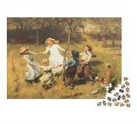 boy & girl Playing Puzzle 1000 Pezzi Carta Riciclata Oil Painting Puzzles per Anziani Educativo Gioco Decompressione Allevia la Demenza Senile Gift 70x50cm/1000pcs