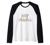 Boy Mama Camicia Colori Pastello Carino Lettere Madre Figlio Maglia con Maniche Raglan