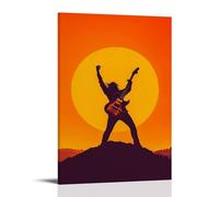 Boy Playing Guitar on The Mountain Living Room Wall Art 50 x 75 cm