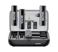 BOYA BOYALINK 2 Microfono Lavalier Wireless con USB-C/Lightning/3.5mm TRS, Mini Lapel Mic, 48KHz 24Bit, 1000ft, 30h di utilizzo, Cancellazione del rumore, Clip on Mic per iPhone/Camera/Android