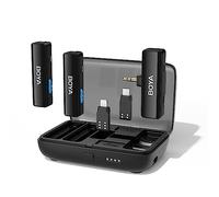 BOYA BOYALINK - Microfono lavalier V2.0 senza fili, doppio microfono senza fili, 30 ore di autonomia, per iPhone USB C, fotocamera Android, riduzione del rumore, per registrazione video, audio, vlog