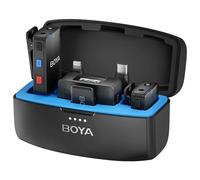BOYA Lavalier - Microfono Wireless MIC per iPhone Android tipo C, fotocamera reflex digitale, registrazione integrata, portata 980 piedi, 10 ore di durata della batteria, doppio ricevitore, microfono