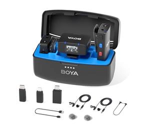 BOYA BOYAMIC - Microfono Lavalier senza fili, 10 ore di durata della batteria ultra lunga, 300 m, ampiamente compatibile con iPhone, telefoni Android, fotocamere, adatto per interviste, vlog on