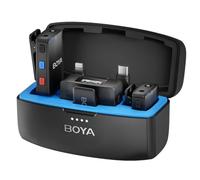 BOYA Lavalier - Microfono Wireless MIC per iPhone Android tipo C, fotocamera reflex digitale, registrazione integrata, portata 980 piedi, 10 ore di durata della batteria, doppio ricevitore, microfono