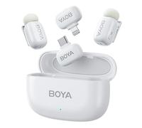 Boya MINI-13 - Microfono ultra-mini senza fili a 2,4 GHz 2TX-2RX, bianco