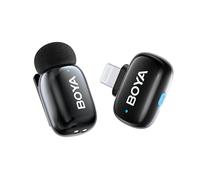 BOYA Boyamini Microfono Lavalier Wireless per iPhone/iPad, Ultra mini microfono con commutazione vocale AI, riduzione del rumore e custodia di ricarica, clip in metallo su TikTok Content Creators