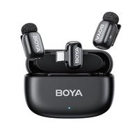 BOYA Boyamini Wireless Lavalier Microphone for Andriod USB C, Ultra mini microphone with AI voice switching, noise reduction and charging case, Metal clip on TikTok Content Creators