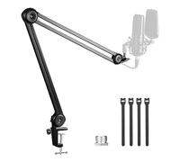 BOYA Braccio per microfono, grande braccio per microfono (116,8 cm) con supporto da scrivania e adattatore a vite da 5/8" a 3/8", supporto per microfono resistente regolabile e pieghevole per