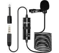 BOYA BY-M1 - Microfono omnidirezionale a condensatore da 6 metri, cavi audio, compatibile con fotocamere reflex digitali, videocamere, smartphone, nero
