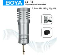 BOYA BY-P4 Mini 3,5 mm TRRS Plug Play Microfono a condensatore per PC Smartphone Android Laptop Streaming Registrazione video Youtube