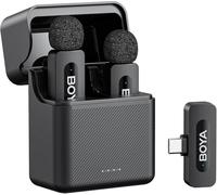 BOYA BY-V30 Microfono Wireless per iPhone 15/16/17, Android, Mini Microfono Lavalier USB-C, 36h, 9h per ogni TX, Cancellazione del rumore, Modalità Muto, Clip 360° Wireless per registrazioni video