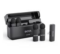 BOYA BY-V4D Microfono wireless per iPhone 7-14, Uscita Mono a 4 Canali, Mini Microfono Senza Fili, Microphone Lavalier Type-C, Cancellazione del Rumore, Mic per Video Social, Streaming