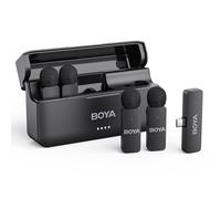 BOYA BY-V4U Microfono wireless per iPhone 15/16, Android, Uscita Mono a 4 Canali, Mini Microfono Senza Fili, Microphone Lavalier Type-C, Cancellazione del Rumore, Mic per Video Social, Streaming