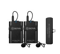 BOYA by-WM4 PRO-K6 Sistema microfonico wireless 2.4G (2 trasmettitori + 1 ricevitore) con ricevitore interfaccia di tipo C compatibile con smartphone Android di tipo C